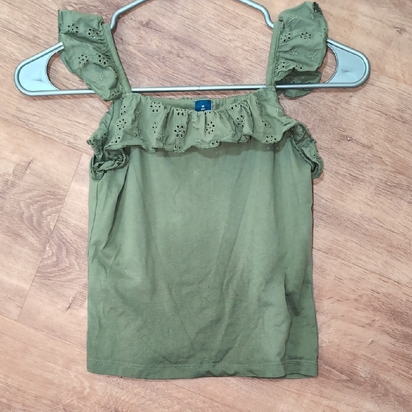 Old Navy Kid's Olive Green Eyelet Ruffle Camisole - Picture 4 of 5